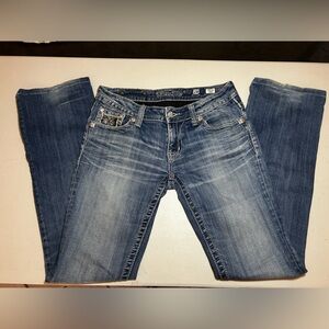 MISS ME Blue Jeans Boot Cut Sz 28 Woman’s Juniors Button Pockets Zipper Closure